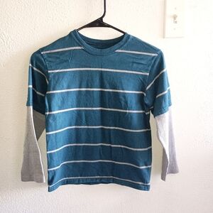 Garanimals Teal and Gray Striped Long Sleeve Tee